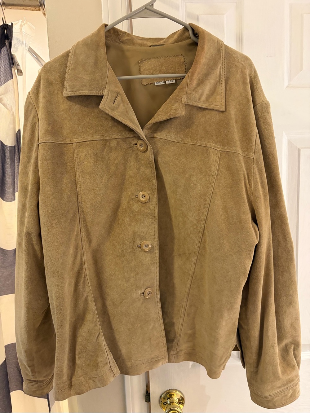 Nuage Vintage Women's Suede Button-Front Jacket - Cognac Brown XL